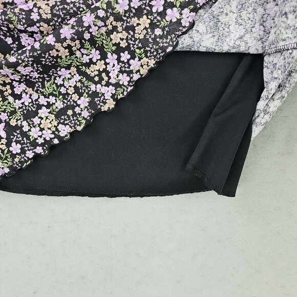 Vintage 90s Y2K No Boundaries Skirt Women M Black Floral 2000s Made In USA Lined - Picture 7 of 8